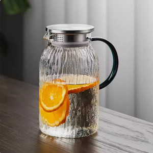 High Borosilicate Glass Water Pitcher <b>With</b> <b>Lid</b> <b>Large</b> Capacity Transparent Cold Water Jug For Fruit Juice Milk Herbal Tea - Product Image 2