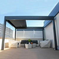 Pérgola Bioclimática de Aluminio Baivilla con Panel Solar, Recubrimiento en Polvo, Motorizada, Control Remoto, Techo Retráctil Personalizado