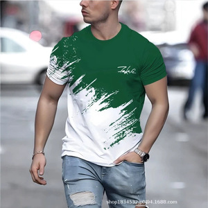 Men's Black <b>White</b> Abstract Print Short Sleeve T-Shirt Regular Fit O-Neck Casual Knitted 100% Cotton Quick Dry Breathable Top - Product Image 4