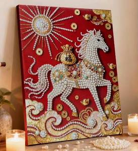 Kit de peinture 5D en diamants dorés XIXI DIY en acrylique, peint à la main, sur le thème des animaux, pour la décoration de la maison, encadré - Product Image 5