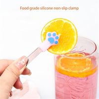 Mini pinces à nourriture en silicone, forme de patte mignonne, en acier inoxydable antidérapant, pour fruits, fromage, collations, cocktails et cuisine domestique