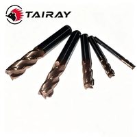 TAIRAY Fraise à queue plate en carbure monobloc 2/3/4 dents, revêtement bronze, pour usinage CNC, 1-25mm, en acier au tungstène, outil de fraisage pour machine