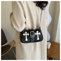 Sac à Main Rétro Tendance Filles Y2K avec Chaîne, Petit Sac d'Épaule en Cuir PU pour Femmes, Pochettes et Sacs de Soirée