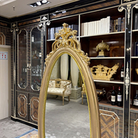 Miroir pleine longueur en bois massif français, miroir de maquillage de luxe européen sculpté pour chambre à coucher avec tiroir, adapté aux villas de luxe