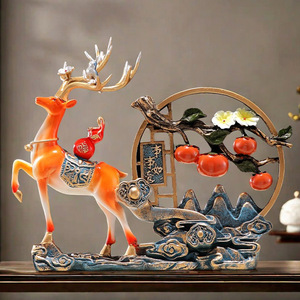 Figura Decorativa de Resina Epoxi de Alta Gama con Diseño de Ciervo de la Suerte y Caqui, para Decoración de Sala de Estar, Regalos de Inauguración - Product Image 5