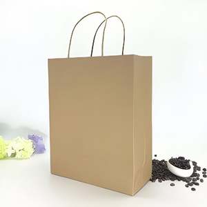 Sacs de shopping en papier kraft biodégradable, recyclable, réutilisable, à prix d'usine, avec poignée en ruban, impression UV, marque Spring - Product Image 1