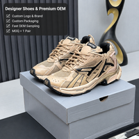 Nouvelles Baskets de Luxe Designer pour Hommes et Femmes, Haute Qualité, en Maille Beige, Noir et Or, avec Imprimé Taille sur l'Orteil, Style Chunky, pour la Marche