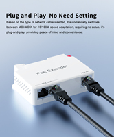 Repetidor/Extensor POE IEEE 802.3af/at de 1 Entrada y 2 Salidas, 10/100 Mbps, para Sistemas de Seguridad con Cámaras IP