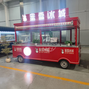 รถเข็นขายเครื่องดื่มชา sữa ขนม และไอศกรีม ขับเคลื่อนด้วยไฟฟ้า พร้อมโครงสร้างสแตนเลสและชั้นวาง 6 ชั้น - Product Image 1