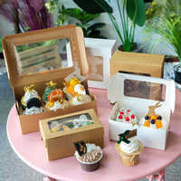 Caja de papel de pastel transparente personalizada caja de embalaje de alimentos para pastel boda rectángulo de lujo galleta panadería caja de pastel con ventana