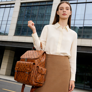 Fashion Vintage Leather <b>Backpack</b> Casual Travel Laptop <b>Backpack</b> Large Capacity Unisex Custom Logo OEM - Product Image 1