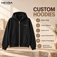 Sweat à capuche zippé noir épais en molleton de coton avec fermeture éclair métallique et motif graphique, fabrication sur mesure, marque privée, style streetwear, vente en gros
