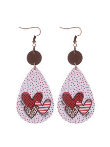 Pendientes Colgantes de Cuero con Estampado de Corazón Vintage Chic para Mujer UIONEN 863, Estilo Geométrico Moderno de Cuero Sintético - Product Image 5