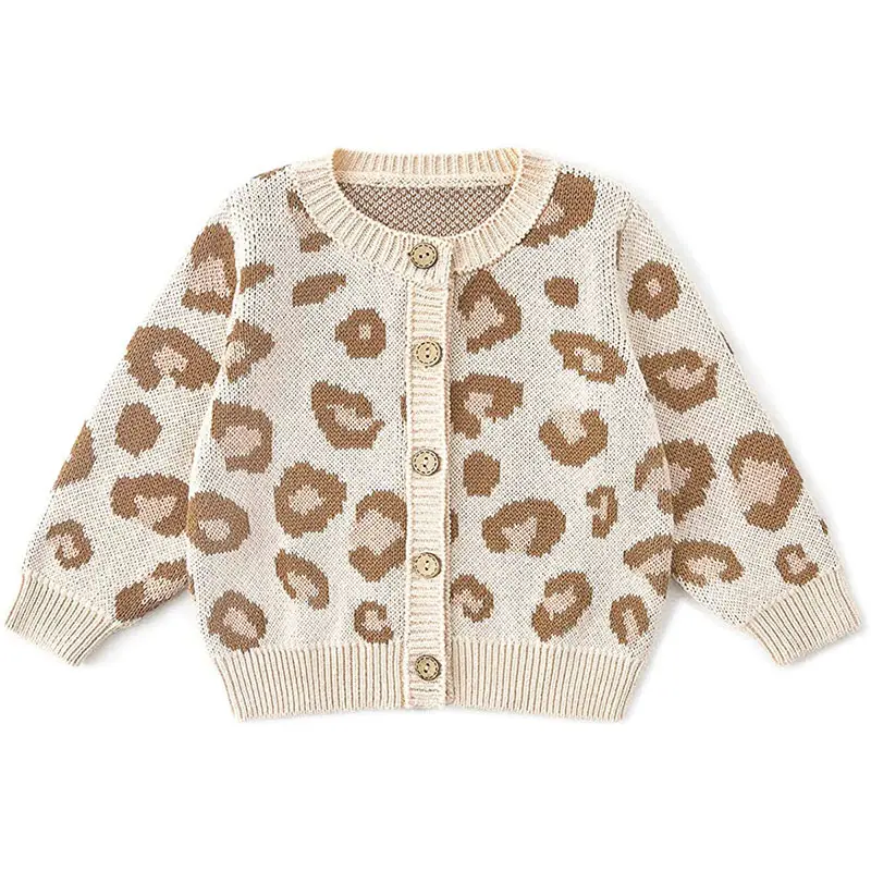 Children Kids Cardigan Autumn Leopard Knitted Breathable Baby Girls Boy Cotton Cardigans Sweater