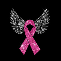 Personnalisé Force Amour Courage Espoir Foi Cancer Du Sein Ruban Sensibilisation Transfert De Strass
