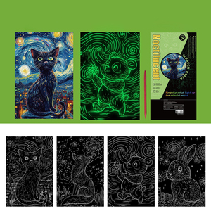 Libro de Rascar Decorativo con Diseño de Gato y Cielo Estrellado, Luminoso y que Brilla en la Oscuridad, Estilo Van Gogh, para Niños, Venta <span class=keywords><strong>al</strong></span> <span class=keywords><strong>por</strong></span> <span class=keywords><strong>Mayor</strong></span> de Fábrica GF - Product Image 3