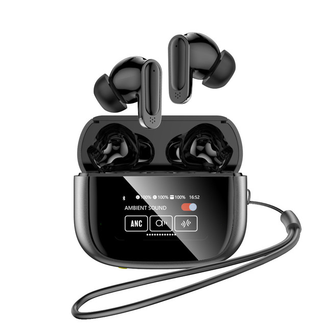 TWS Earphones with Call Display Function Wireless Headphones Noise Cancelling,ANC ENC Gaming Headset with LCD Smart Touch Screen