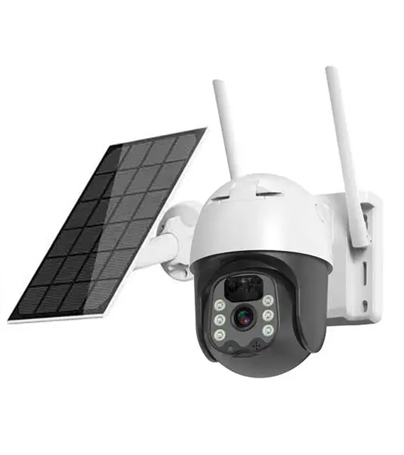 4G Solar PTZ Camera with 8W Panel & 8000mAh 2K HD 170° Wide Angle Auto Human Tracking Color Night Vision Solar Surveillance