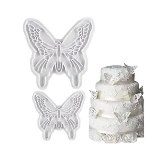 Lixsun Plastic 2Pcs Set 3D Cartoon Butterfly Shape Cake Decore Cookie Cutter Of Fondant Baking Cupcake Mold