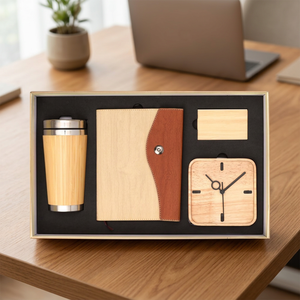 6PCS Liviya Promotional Wooden PU Leather Business Gift Set Customized Logo Color Personalized Diary Card Holder Water New Year - Product Image 5