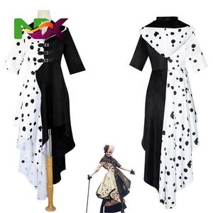 Disfraz <span class=keywords><strong>de</strong></span> <span class=keywords><strong>Cruella</strong></span> <span class=keywords><strong>de</strong></span> <span class=keywords><strong>Vil</strong></span> <span class=keywords><strong>de</strong></span> 101 Dálmatas, Vestido Negro, Cosplay, Película, Halloween, Juego <span class=keywords><strong>de</strong></span> Rol, Fabricación - Product Image 1