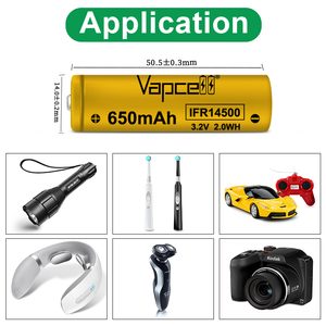 고성능 좋은 품질 <span class=keywords><strong>Lifepo4</strong></span> <span class=keywords><strong>3.2v</strong></span> Vapcell Ifr14500 650mah 2A 버튼 상단 배터리 <span class=keywords><strong>14500</strong></span> 손전등 용 - Product Image 4