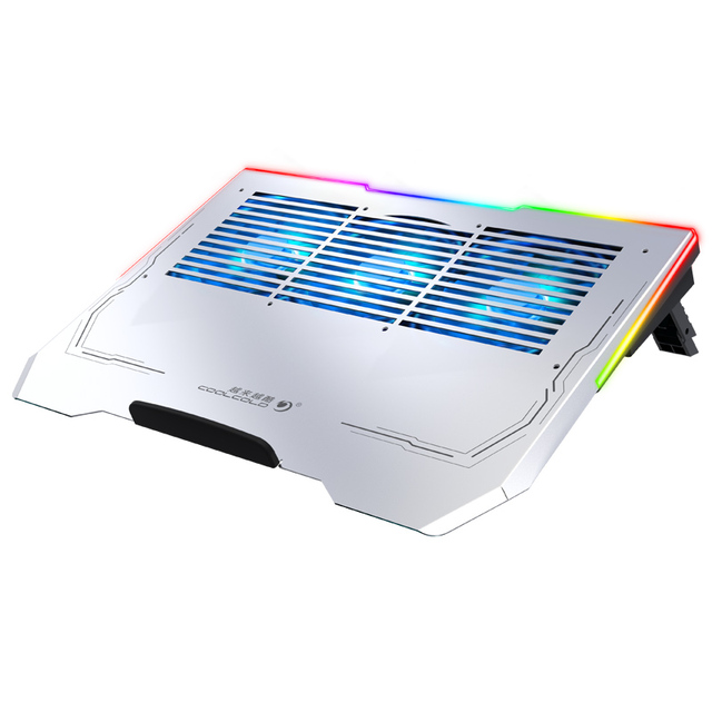 New Ergonomic Adjustable Height Aluminum Laptop Stand Gaming 5 Modes RGB Colorful Light Laptop Cooler