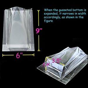 Sacchetti Trasparenti in Cellophane OPP con Logo Personalizzato, Grado Alimentare, 6x9 con Fondo <span class=keywords><strong>a</strong></span> Soffietto e Manici Flexiloop per Caramelle, Biscotti e Regali - Product Image 2
