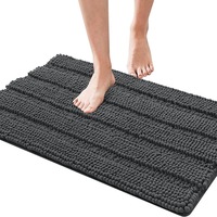 Tapis de bain en chenille FIGOO à aspiration d'eau, antidérapant, en polyester, séchage rapide