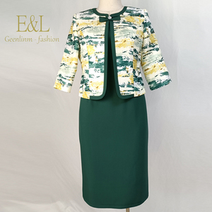 Traje de Falda para Oficina para Mujer, Última Moda, 100% Poliéster, con Botones y Apliques de Lazo - Product Image 5