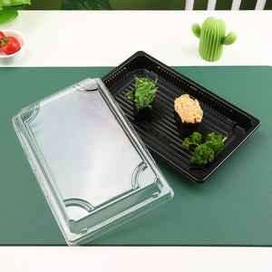 Caixa de Sushi Plástica para Viagem Retangular Descartável Tray de Sushi de Plástico PS Tray de Sushi Japonês Preto com Tampa Transparente - Product Image 4