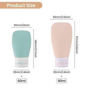 Champú recargable de silicona Envase cosmético Botellas de viaje 90mL Portátil Vacío Pequeño 2oz Silicona Tamaño de viaje Botella exprimible - Product Image 2