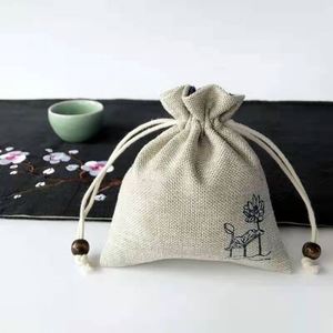 Pochette en velours blanc crème de luxe, sac personnalisé avec logo imprimé, sacs de rangement pour bijoux, pochette à cordon - Product Image 5