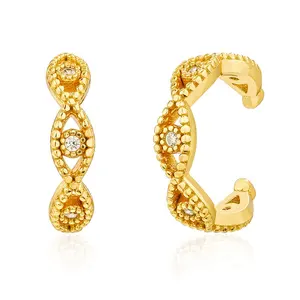 Perhiasan Permata Desain Terakhir 925 Perak Murni Mode 14K Emas Kustom Berlian Manik Anting Anting Mata Jahat