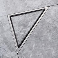 Siphon de sol triangulaire moderne en acier inoxydable pour salle de bain, anti-odeur, invisible, pour douche d'angle