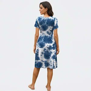 Robe fourreau tricotée unie pour femme, col en V, longueur genou, ajustée, avec ceinture, manches trois quarts, taille haute, ourlet portefeuille, pour soirée - Product Image 3
