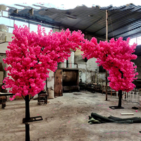 F385 3m Arches décoratives pour restaurants, fleurs de cerisier artificielles en soie japonaise Sakura, couleur rose vif