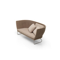 Conjunto de Sofá Modular para Exteriores de Diseño Minimalista, Tejido con Cuerda de Olefina Curvada y Enlazada, Dos Opciones de Grosor de Cuerda, Cojín Impermeable para Patio