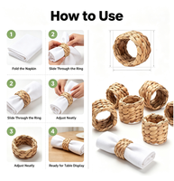 Anneaux de serviette en rotin naturel faits à la main en gros, porte-serviettes en canne naturelle pour une décoration de table élégante