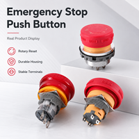 Bouton-poussoir d'arrêt d'urgence industriel 16/22 mm, étanche, tête champignon rouge, à dégagement par torsion, à verrouillage NC, pour commande de machine