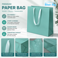 Sacs shopping en papier PPWR élégants et personnalisés OEM/ODM, couleur verte, avec logo en feuille d'or, sacs shopping en papier haut de gamme pour la vente au détail de vêtements