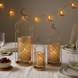 Wholesale Trending <b>Moroccan</b> Style Votive Candle Holders with Crescent Moon for Ramadan Tabletop <b>Decorations</b> - Product Image 3