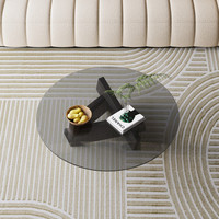Table basse moderne minimaliste en verre trempé durable avec cadre en bois, table basse de luxe mobile, décorative, gain de place, pour le salon