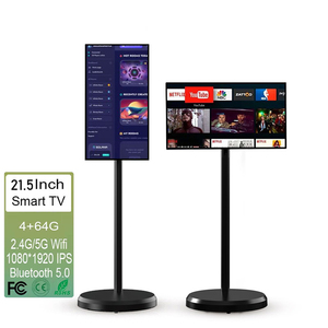 Wholesale Smart Portable Tv on Wheels 21.5 Inch Interactive Touch <b>Screen</b> TV Display Black Movable Television <b>Stand</b> by Me - Product Image 1