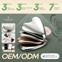 OEM ODM Personnalisé Planche Gua Sha en Acier Inoxydable 304 en Forme de Feuille avec Poignée à Bille de Massage, Outil de Drainage Lymphatique Facial et de Lifting