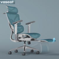 Chaise de bureau ergonomique en maille pivotante avec appui-tête, accoudoirs et repose-pieds réglables, inclinaison et réglage en hauteur pour postes de travail