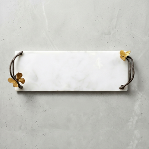 Plateau à fromage en marbre avec poignées en forme de papillon et ensemble de spatules en acier inoxydable, idéal pour la cuisine à domicile et l'utilisation en hôtel - Product Image 1