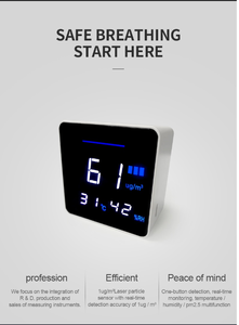 เครื่องตรวจจับฝุ่น PM2.5 แบบตั้งโต๊ะขนาดเล็ก พร้อมเซ็นเซอร์อัจฉริยะสำหรับวัดอุณหภูมิและความชื้น - Product Image 1