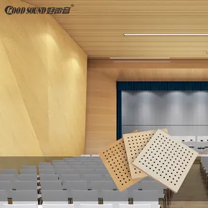 GoodSound ses geçirmez tavan ve duvar ses emme projesi için delikli akustik ahşap Panel 3d model tasarımı