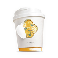 Gobelet à café en papier personnalisé, nouveau style chinois tendance, à double paroi, rotatif, ajouré, avec estampage à chaud doré mat et couvercle